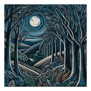Póster Noche en los bosques