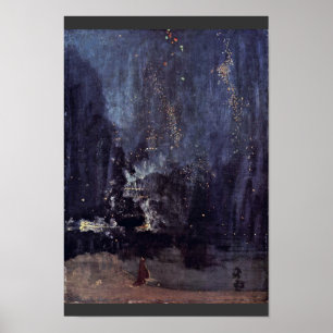 Póster Noche en negro y oro el Rocket que cae por Jame