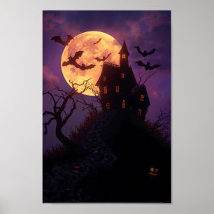 Póster Noche espeluznante - Poster de la casa embrujada