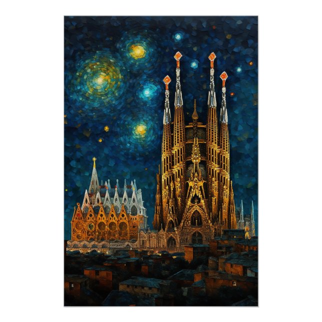 Póster Noche estelar catalana | Gaudí se reúne con Van Go (Anverso)