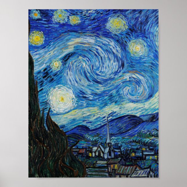 Póster Noche estrellada (1889) de Vincent Van Gogh (Frente)