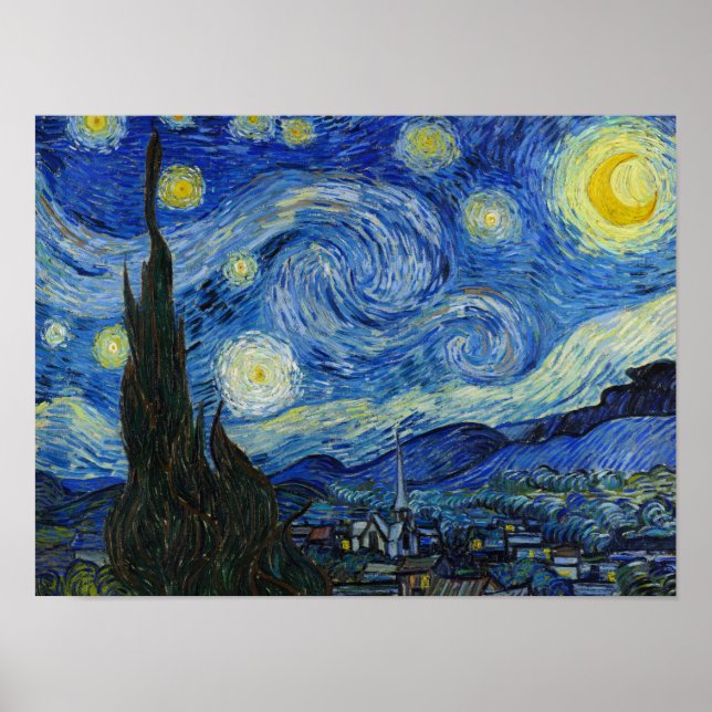 Póster Noche estrellada, 1889, por Vincent van Gogh (Frente)