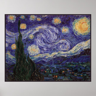 Póster Noche estrellada, ciudad francesa Van Gogh Saint R