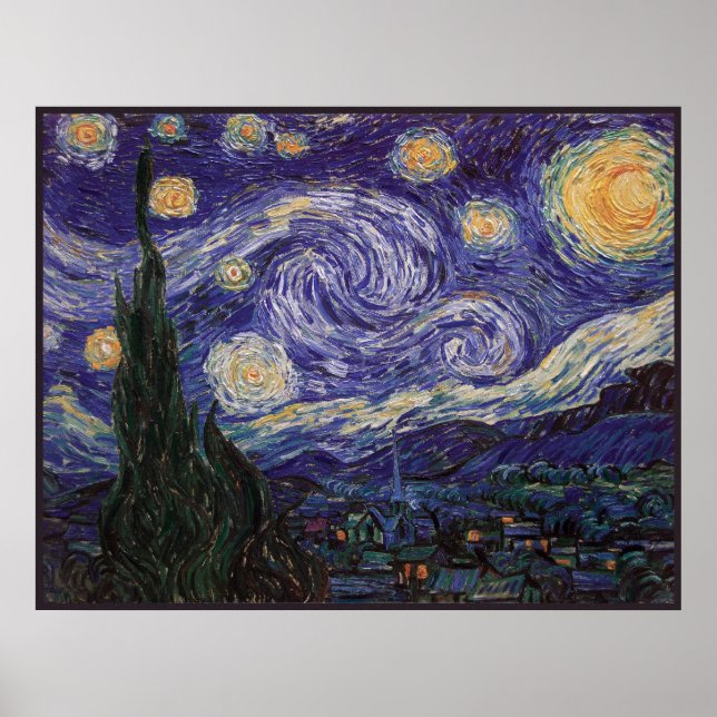 Póster Noche estrellada, ciudad francesa Van Gogh Saint R (Frente)