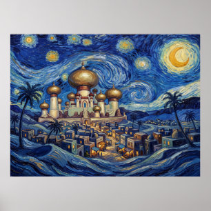Póster Noche estrellada de Agrabah Parodia del castillo d