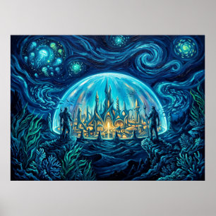 Póster Noche estrellada de Atlántida DC Comics Paisaje