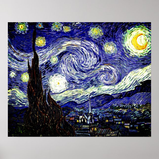 Póster Noche estrellada de Van Gogh, 1889 (Frente)