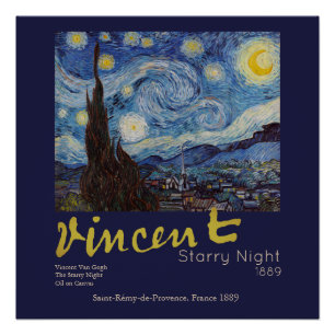 Póster Noche estrellada de Van Gogh Clásico Azul Obra Mae