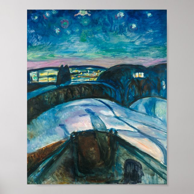 Póster Noche estrellada | Edvard Munch | (Frente)