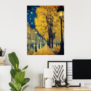 Póster Noche estrellada en la avenida Andrássy, Budapest