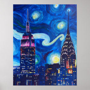 Póster Noche estrellada en Nueva York - Inspiraciones Van