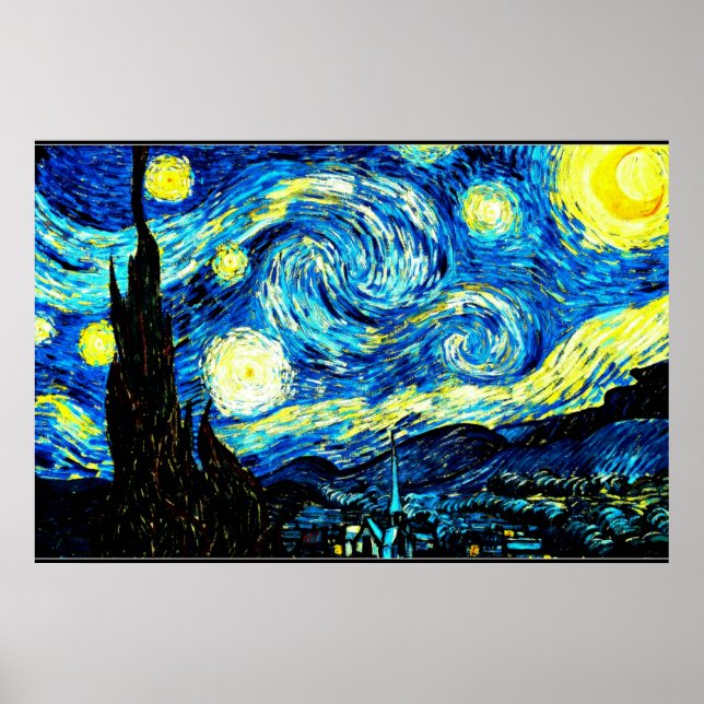 Póster Noche estrellada, famosa pintura de Van Gogh (Frente)