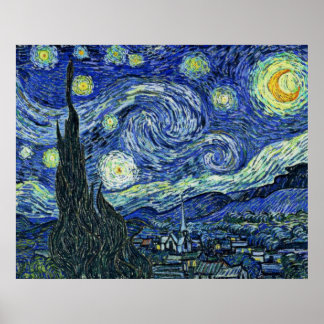 Póster Noche estrellada modificada digitalmente Van Gogh