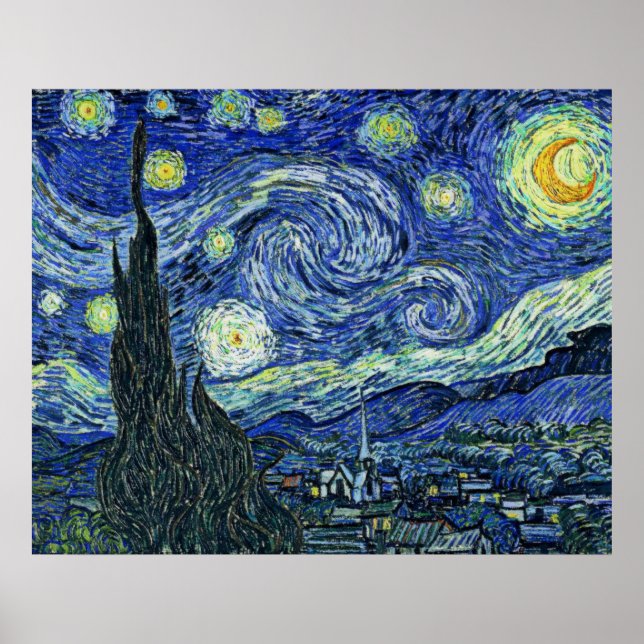 Póster Noche estrellada modificada digitalmente Van Gogh  (Frente)