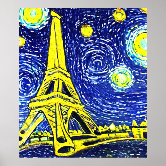 Póster Noche estrellada París Francia (Frente)