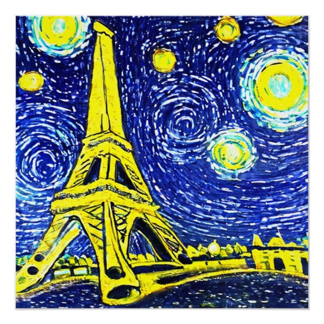 Póster Noche estrellada París Francia (Anverso)