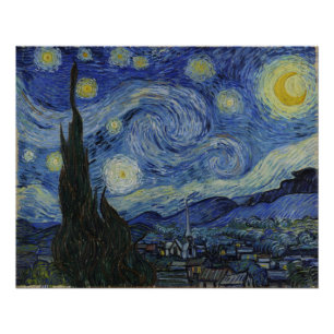Póster Noche estrellada, pintura al óleo, Vincent Van Gog