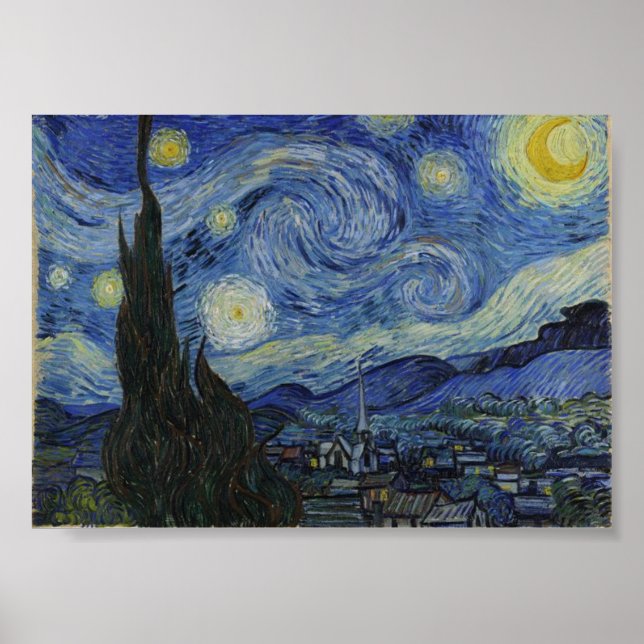 Póster Noche estrellada, pintura famosa de Van Gogh (Frente)