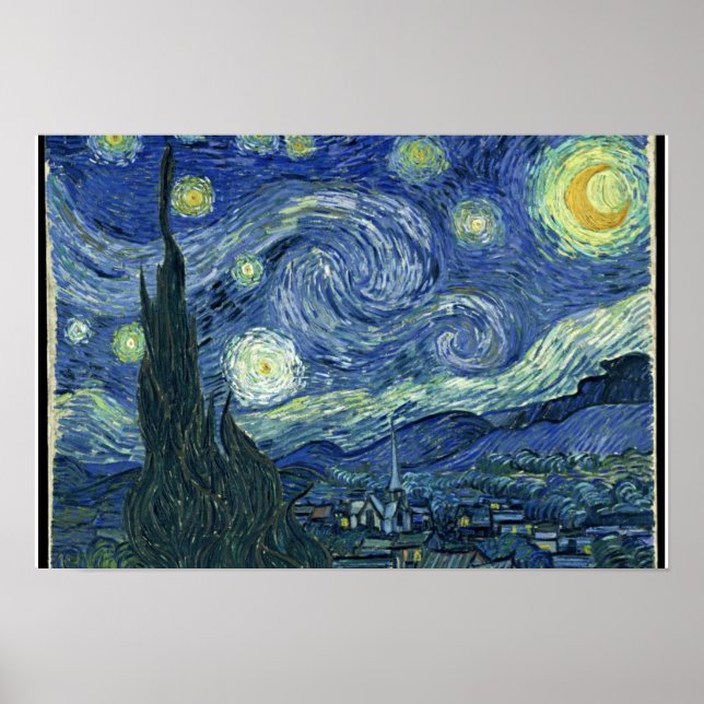 Póster "Noche estrellada" por Vincent Van Gogh (Frente)