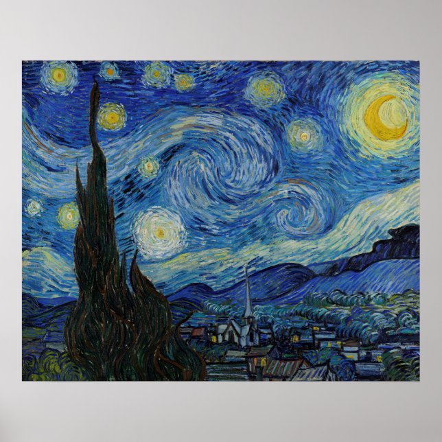 Póster Noche estrellada por Vincent van Gogh Poster (Frente)