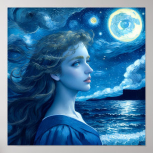 Póster Noche estrellada 🌌 - Poster de la fantasía de la