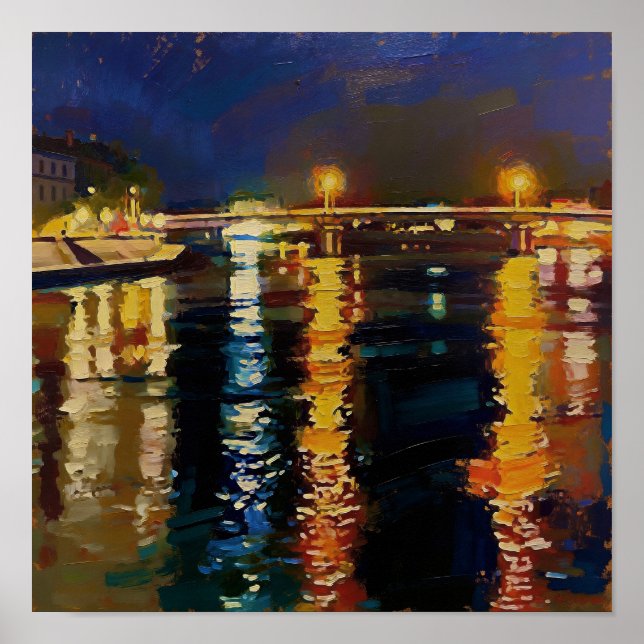 Póster Noche estrellada Ródano después de Van Gogh (Frente)