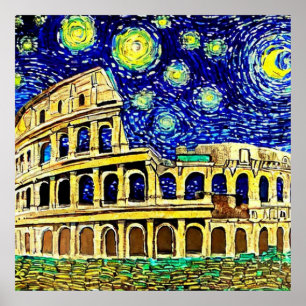 Póster Noche estrellada Roma Italia