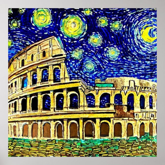 Póster Noche estrellada Roma Italia (Frente)