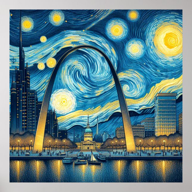 Póster Noche estrellada San Luis Misuri (Frente)