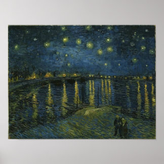 Póster Noche estrellada sobre el Bella Artes Rhone Van Go