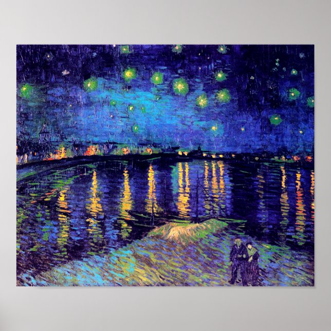 Póster Noche estrellada sobre el Bella Artes Rhone Van Go (Frente)