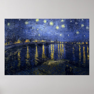 Póster Noche estrellada sobre el Poster Ródano