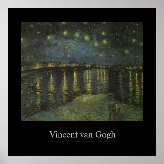 Póster Noche estrellada sobre el Ródano, de van Gogh Post (Frente)