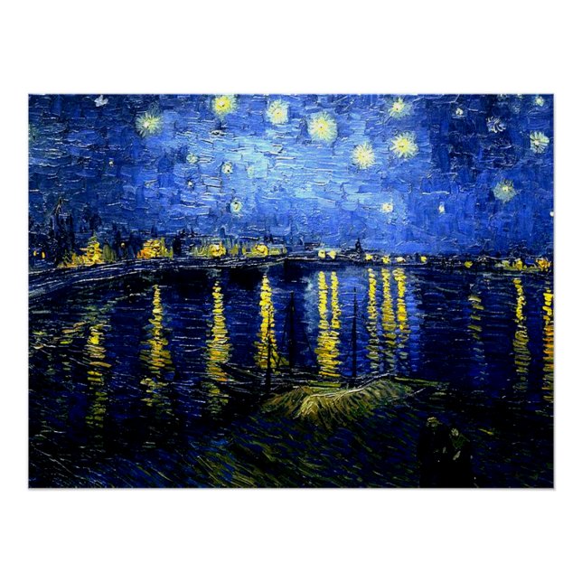 Póster Noche estrellada sobre el Ródano por van Gogh (Anverso)
