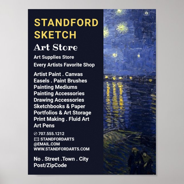 Póster Noche estrellada Sobre El Ródano, Tienda De Artícu (Frente)