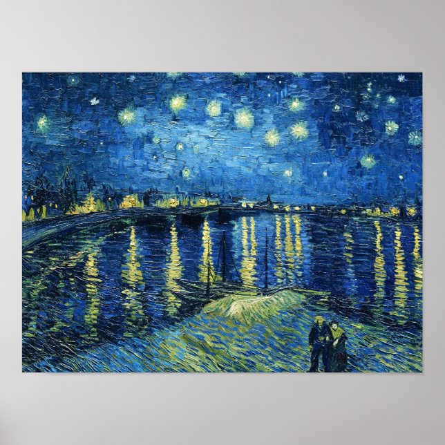 Póster Noche estrellada sobre Rhone Vincent van Gogh (Frente)