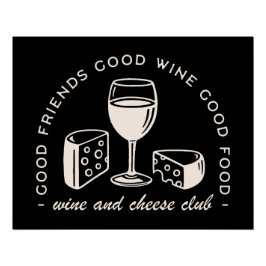 Póster Noche fiesta de vino y queso