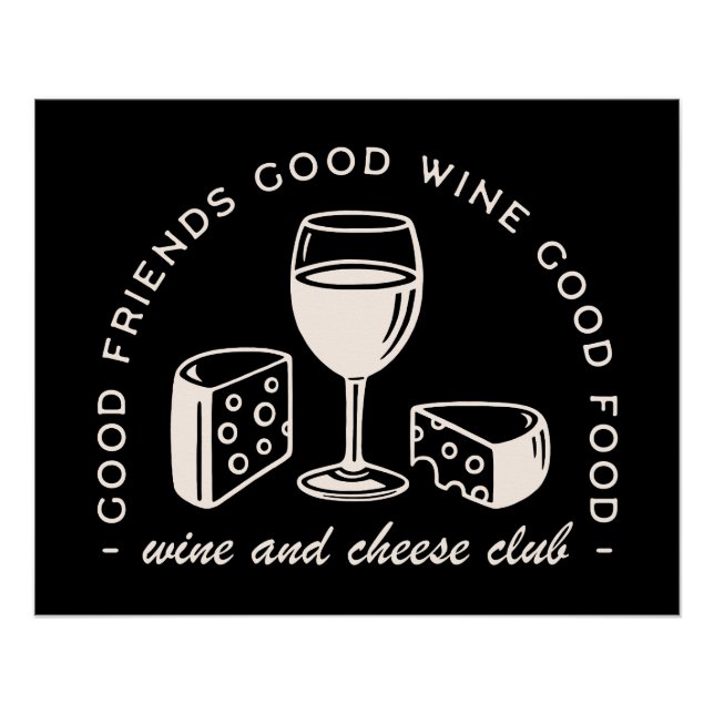 Póster Noche fiesta de vino y queso (Anverso)