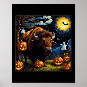 Póster Noche Halloween Bison Starry