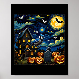 Póster Noche Halloween Blue Jay Starry