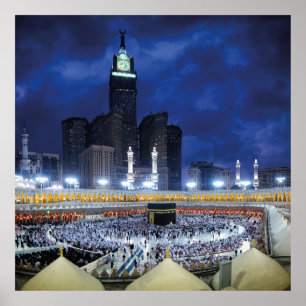 Póster Noche hermosa mezquita mecca regalo islámico