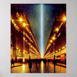 Póster Noche húmeda en París estilo impresionista moderno