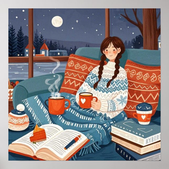Póster Noche Hygge Cosy _ Celebra noches acogedoras (Frente)