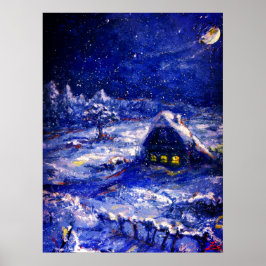 Póster Noche. Media luna. Invierno. Rusia