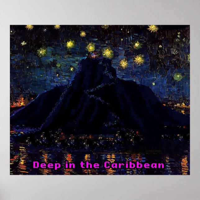 Póster Noche Melee Starry 2 noche estrellada sobre la isl (Frente)
