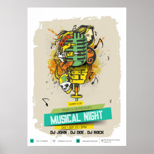 Póster Noche musical - DJ & Club Art