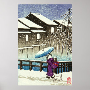 Póster Noche nevada Kawase Hasui 1930s