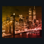 Póster Noche Pop Art Brooklyn Bridge New York<br><div class="desc">Nueva York - Imagen de arte digital de rascacielos de Manhattan</div>