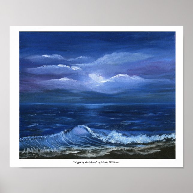 Póster "Noche por la luna" Poster con frontera de MWillia (Frente)