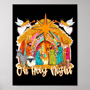 Póster Noche Santa Escena de la Natividad de Navidad Cris